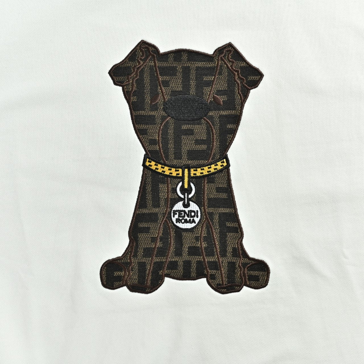 Fendi Embroidered Pet Dog F-Logo Crewneck Sweatshirt – White