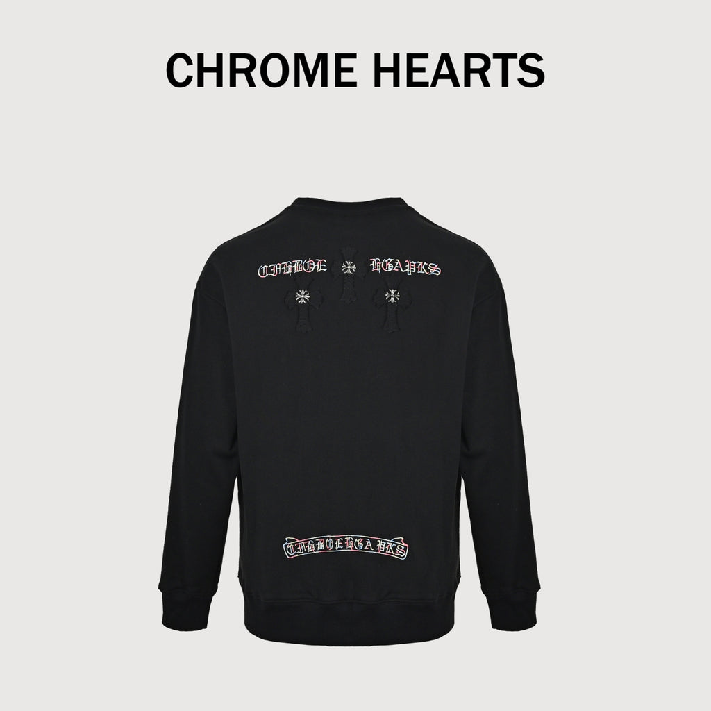 Chrome Hearts Gothic Collar Crewneck Sweatshirt – Black