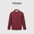 Prada PRD Patchwork Label Faux Two-Piece Long Sleeve Polo Shirt – Burgundy