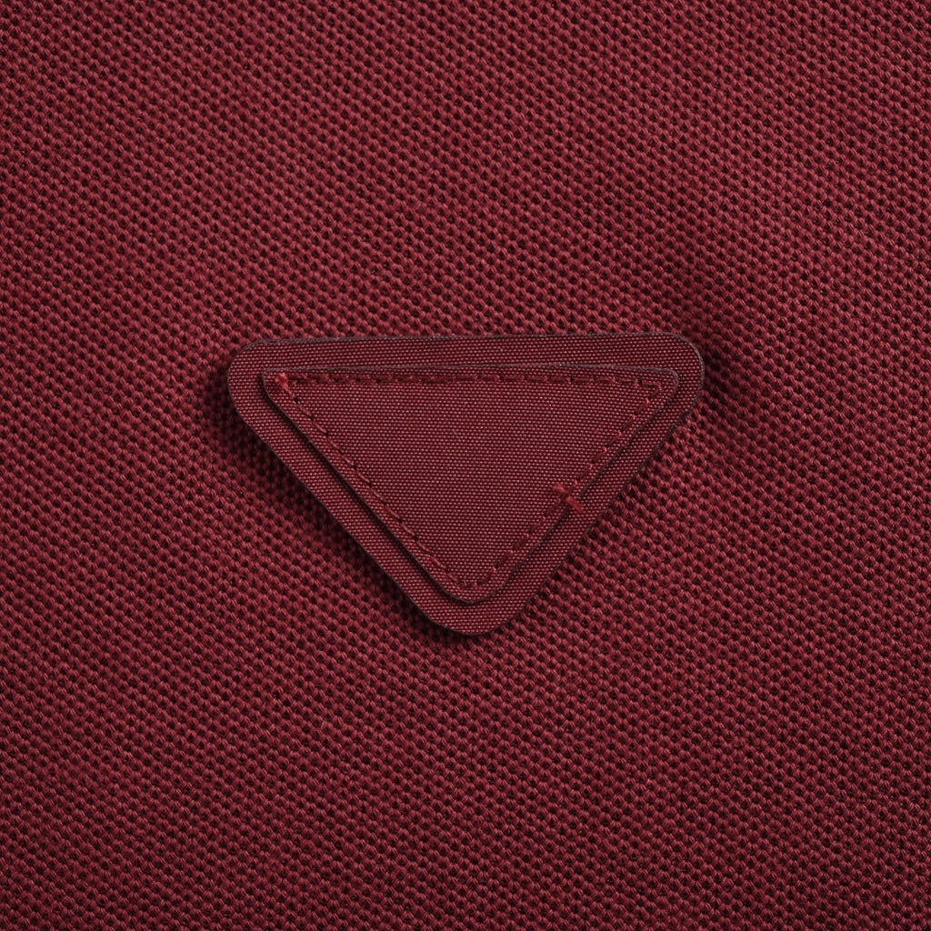 Prada PRD Patchwork Label Faux Two-Piece Long Sleeve Polo Shirt – Burgundy