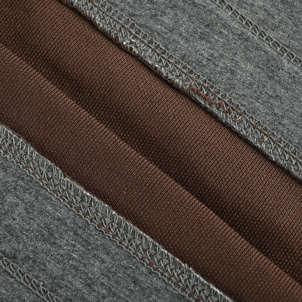 Prada PRD Patchwork Label Faux Two-Piece Long Sleeve Polo Shirt – Brown