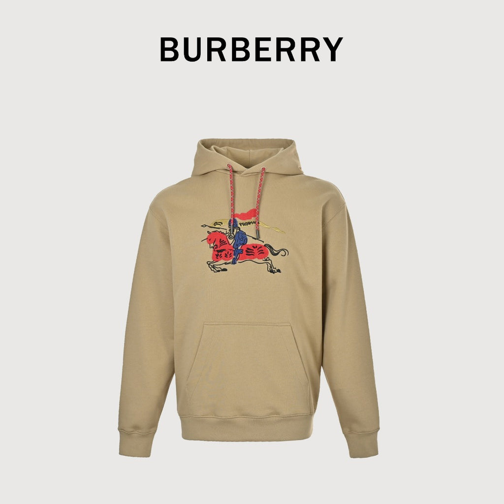 Burberry BBR Lunar New Year Flocked Embroidered Warhorse Hoodie – Khaki
