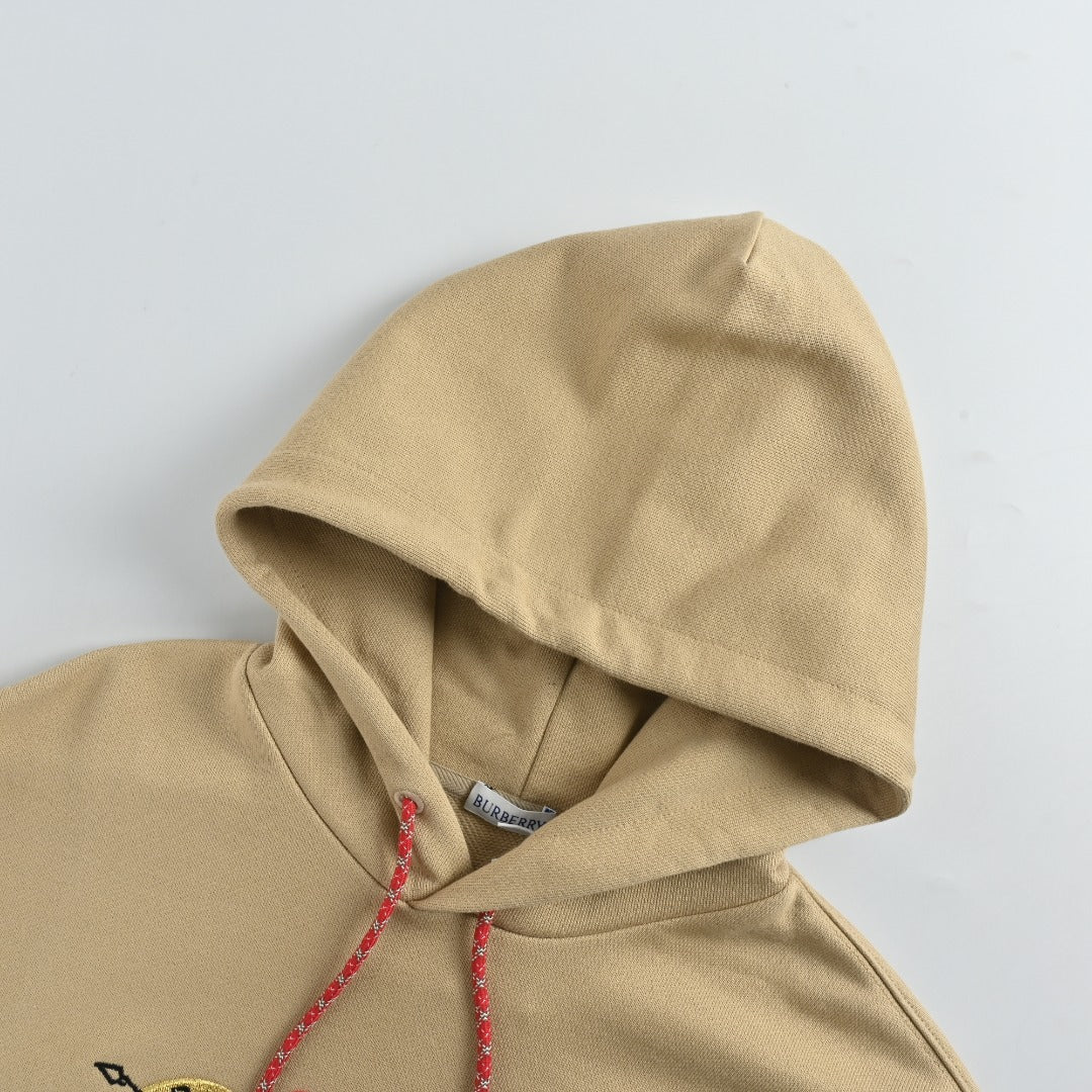 Burberry BBR Lunar New Year Flocked Embroidered Warhorse Hoodie – Khaki