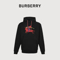 Burberry BBR Lunar New Year Flocked Embroidered Warhorse Hoodie – Black