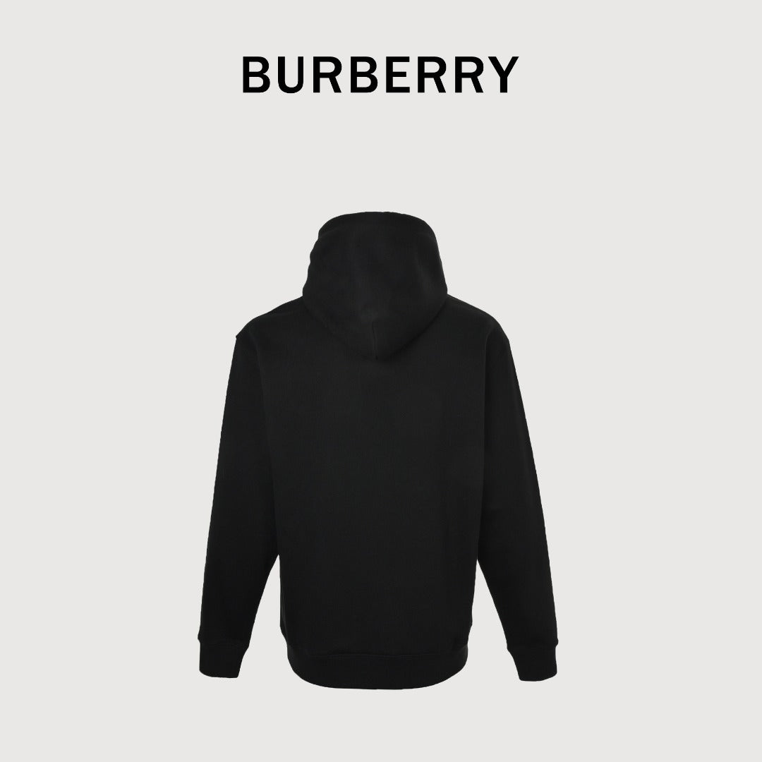 Burberry BBR Lunar New Year Flocked Embroidered Warhorse Hoodie – Black
