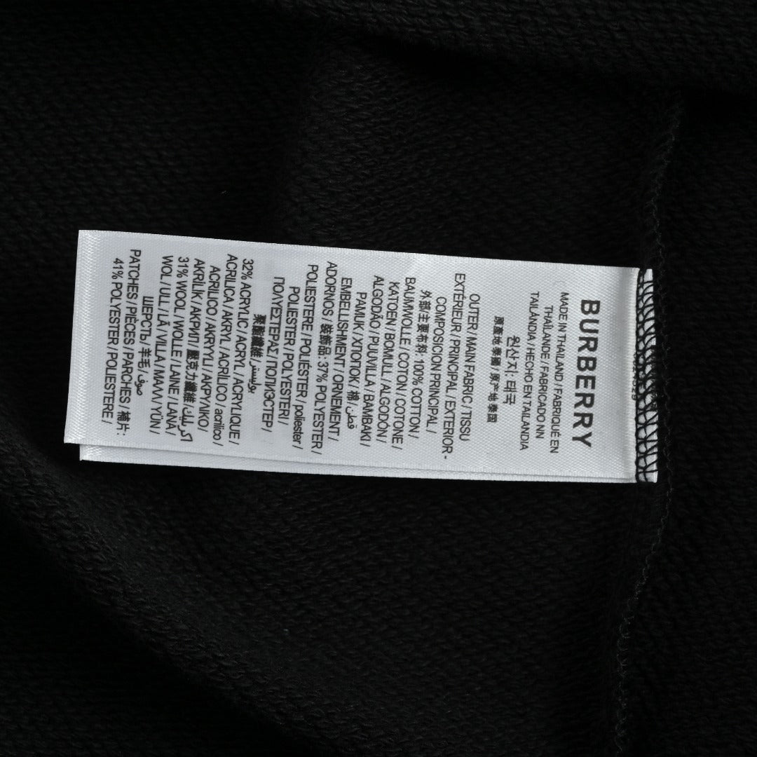 Burberry BBR Lunar New Year Flocked Embroidered Warhorse Hoodie – Black