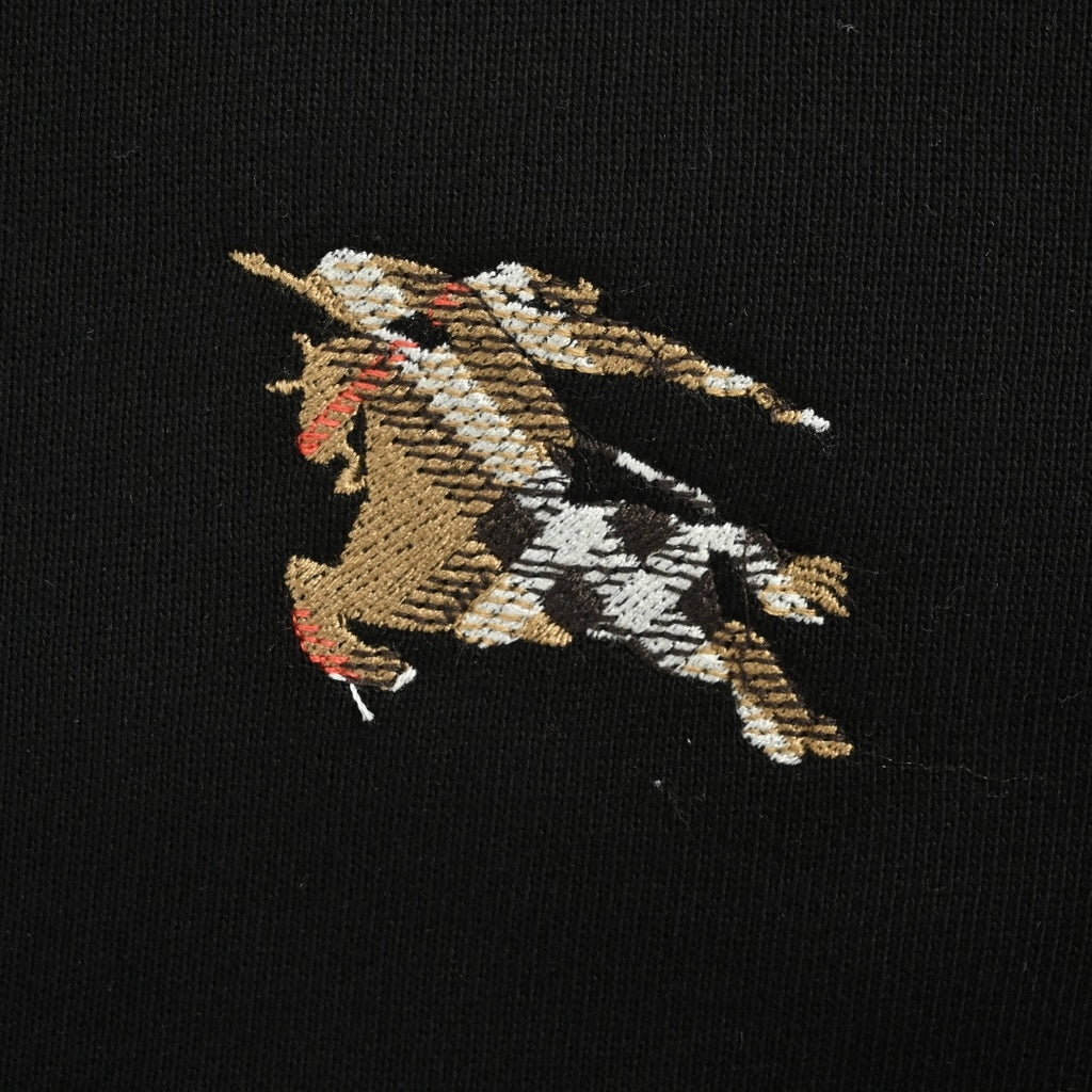 Burberry BBR Check Warhorse Embroidered Full-Zip Hoodie – Black