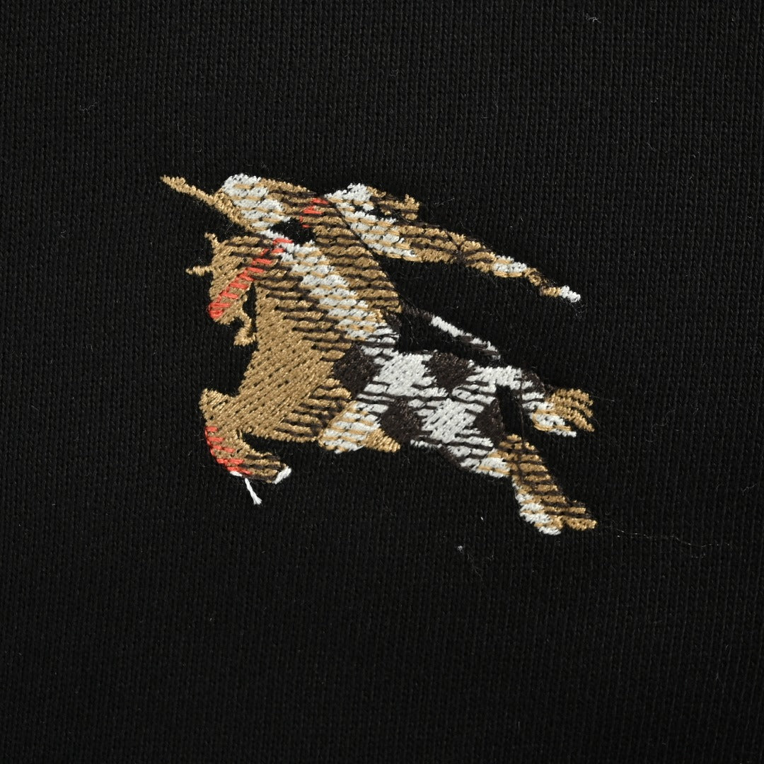Burberry BBR Check Warhorse Embroidered Full-Zip Hoodie – Black