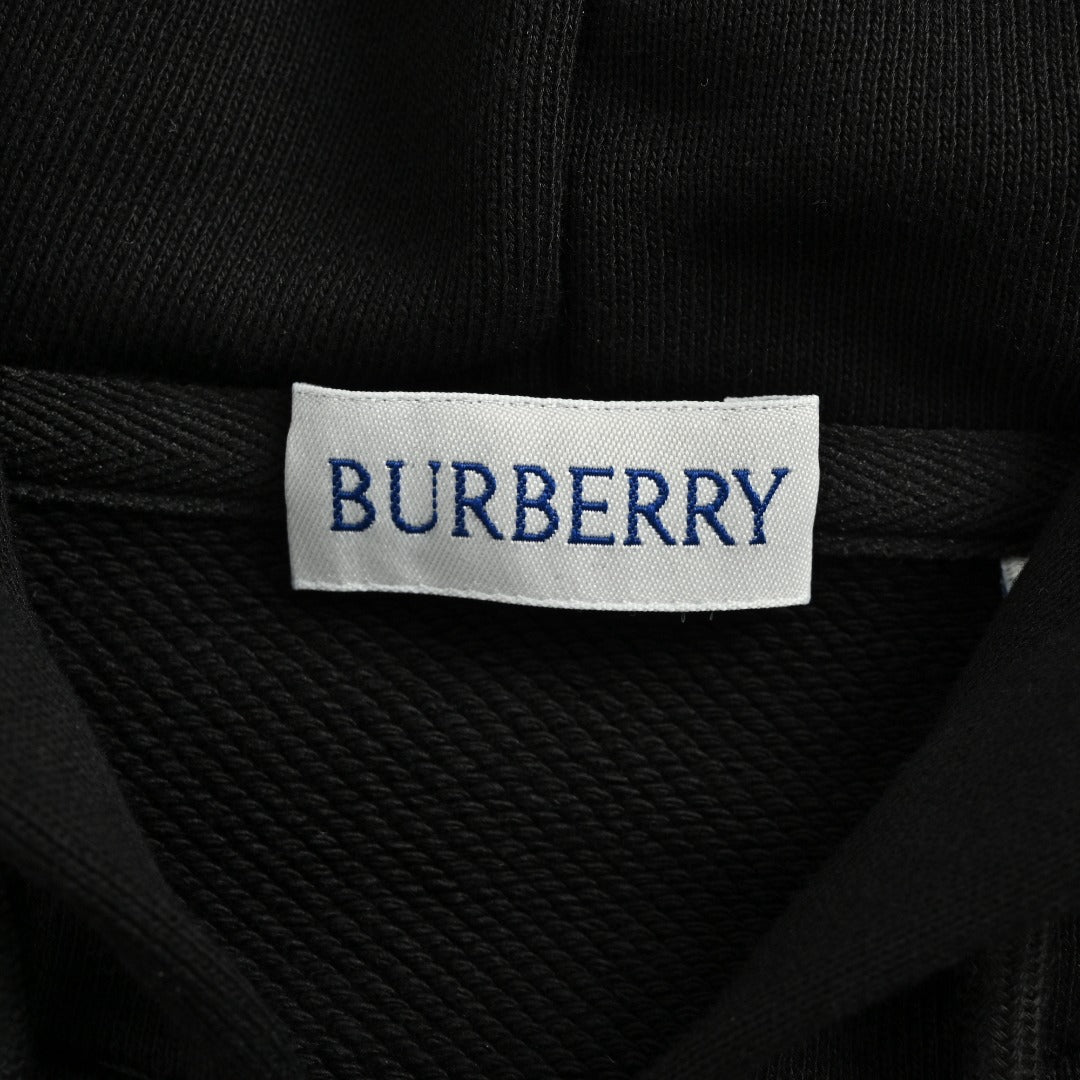 Burberry BBR Check Warhorse Embroidered Full-Zip Hoodie – Black