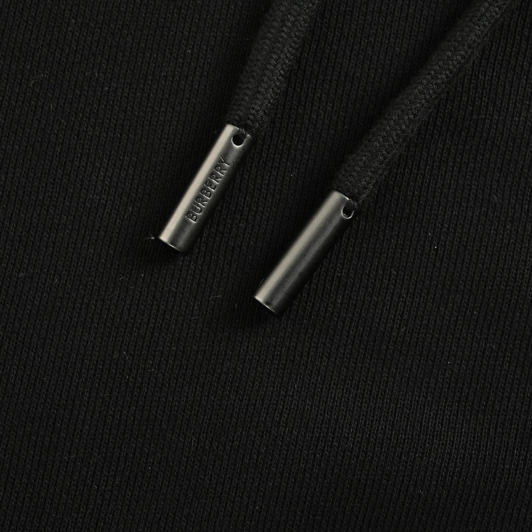 Burberry BBR Check Warhorse Embroidered Full-Zip Hoodie – Black