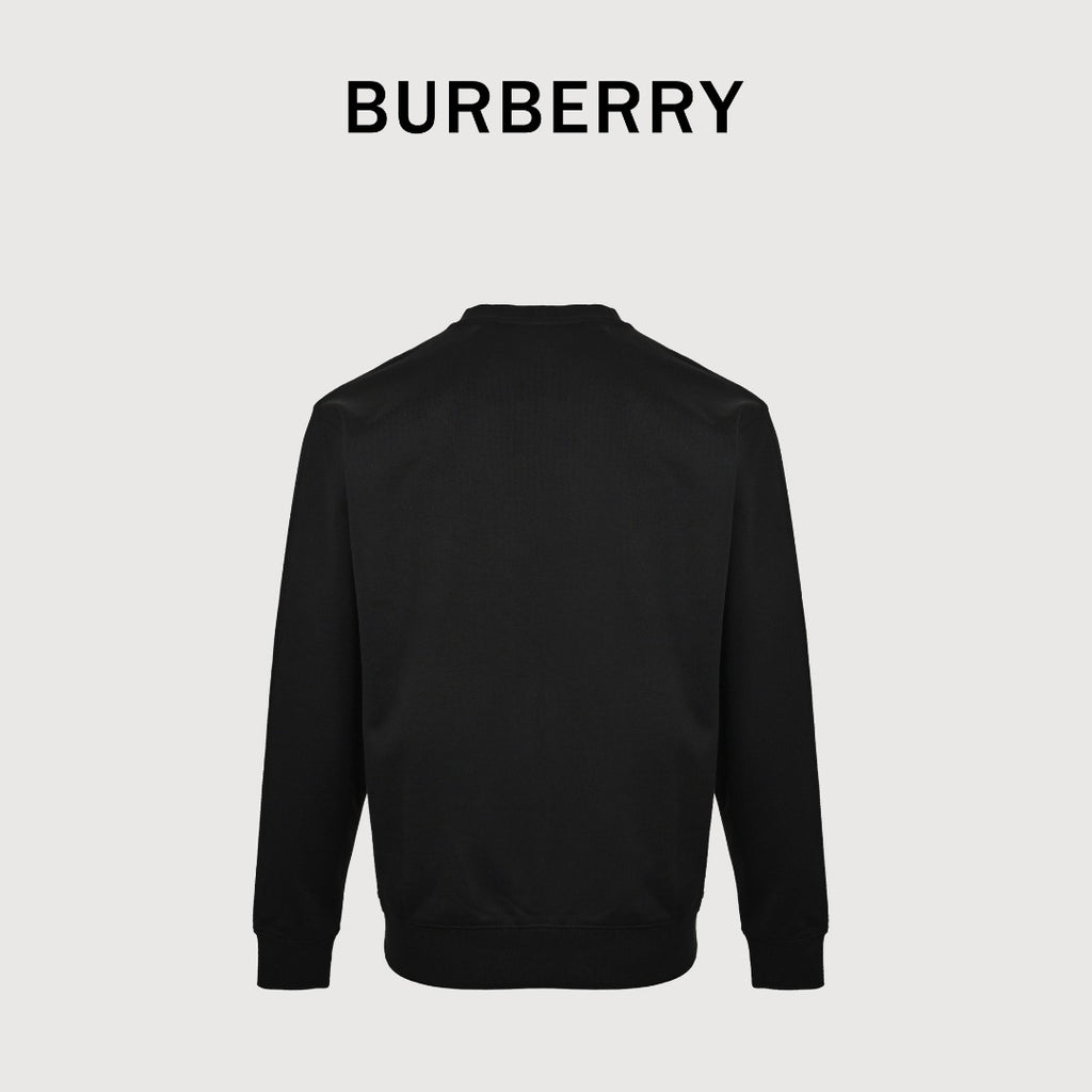 Burberry BBR Eight-Color Embroidered Logo Crewneck Sweatshirt – Black