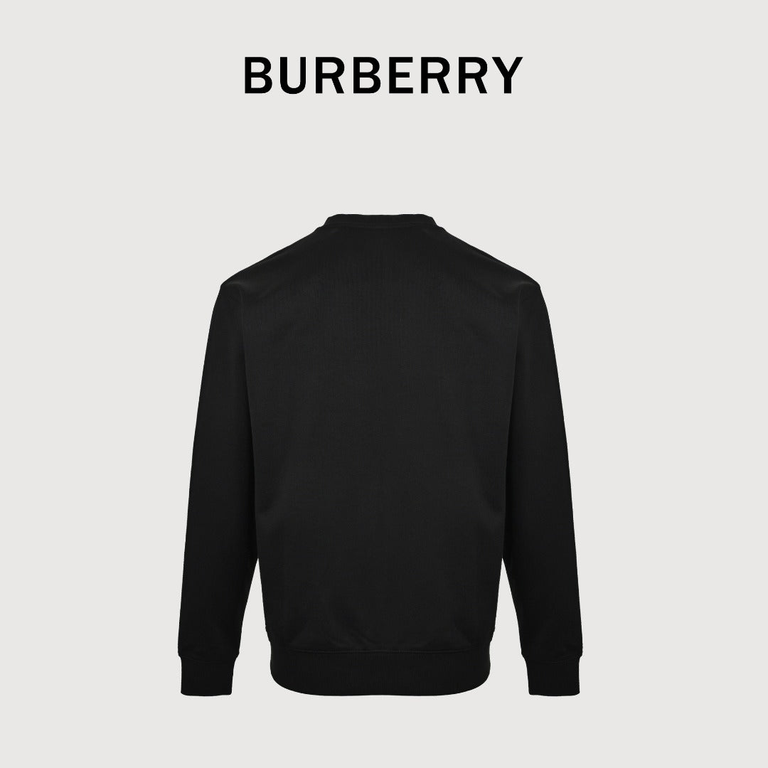 Burberry BBR Eight-Color Embroidered Logo Crewneck Sweatshirt – Black