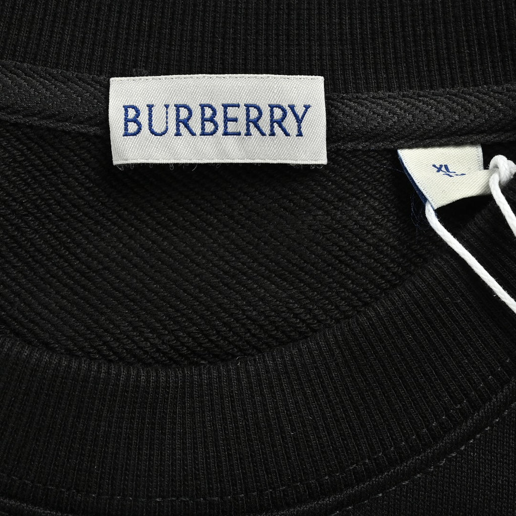 Burberry BBR Eight-Color Embroidered Logo Crewneck Sweatshirt – Black