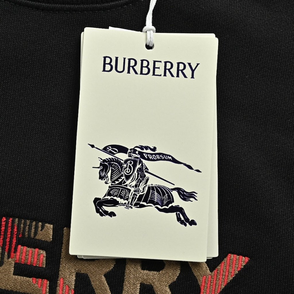 Burberry BBR Eight-Color Embroidered Logo Crewneck Sweatshirt – Black
