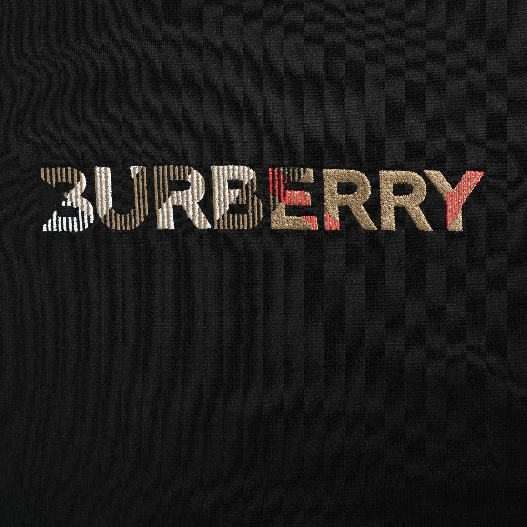 Burberry BBR Eight-Color Embroidered Logo Crewneck Sweatshirt – Black