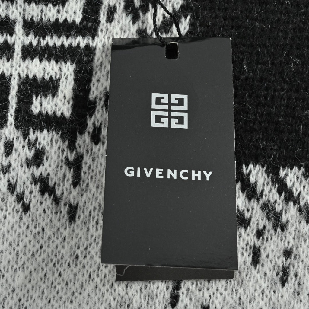 Givenchy 25FW All-Over Check Mohair Knit Sweater – Black/White