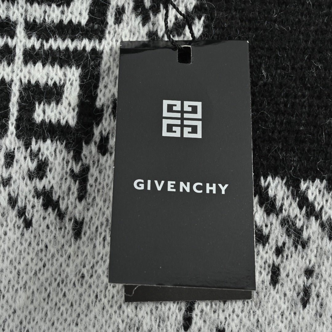 Givenchy 25FW All-Over Check Mohair Knit Sweater – Black/White