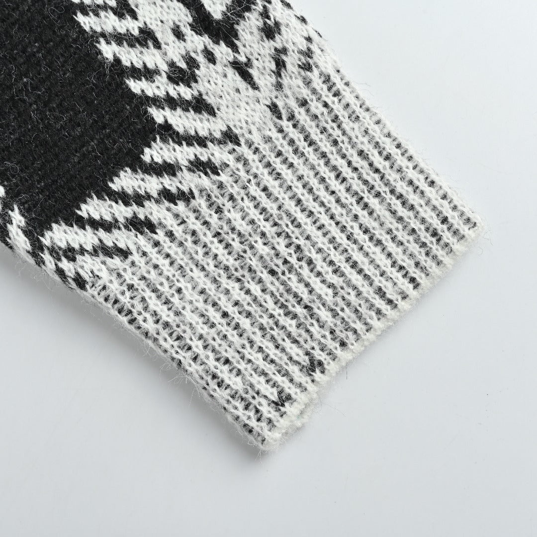 Givenchy 25FW All-Over Check Mohair Knit Sweater – Black/White