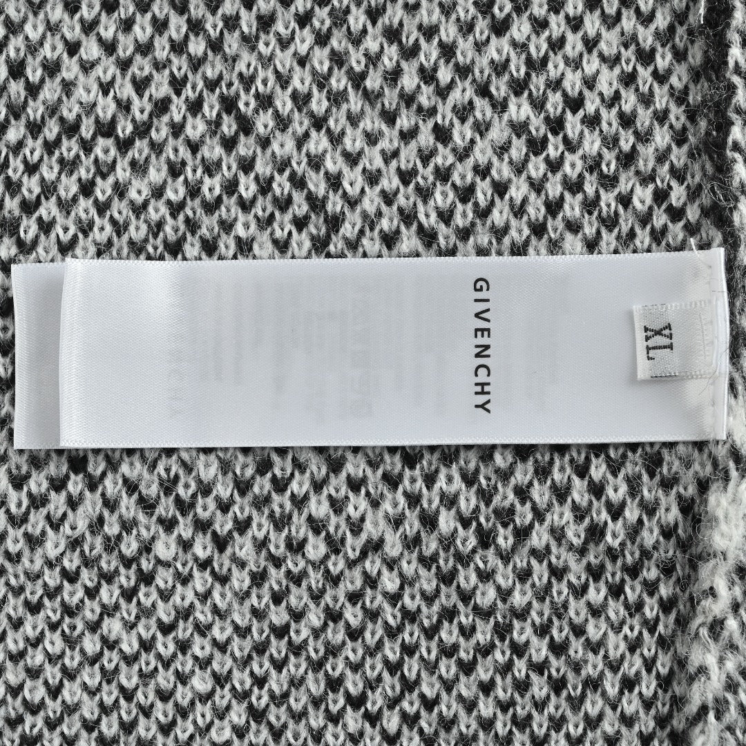 Givenchy 25FW All-Over Check Mohair Knit Sweater – Black/White