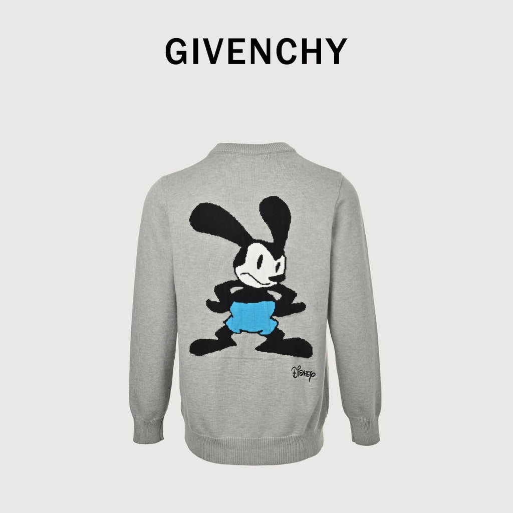 Givenchy x Disney Embroidered Character Jacquard Crewneck Sweater – Grey