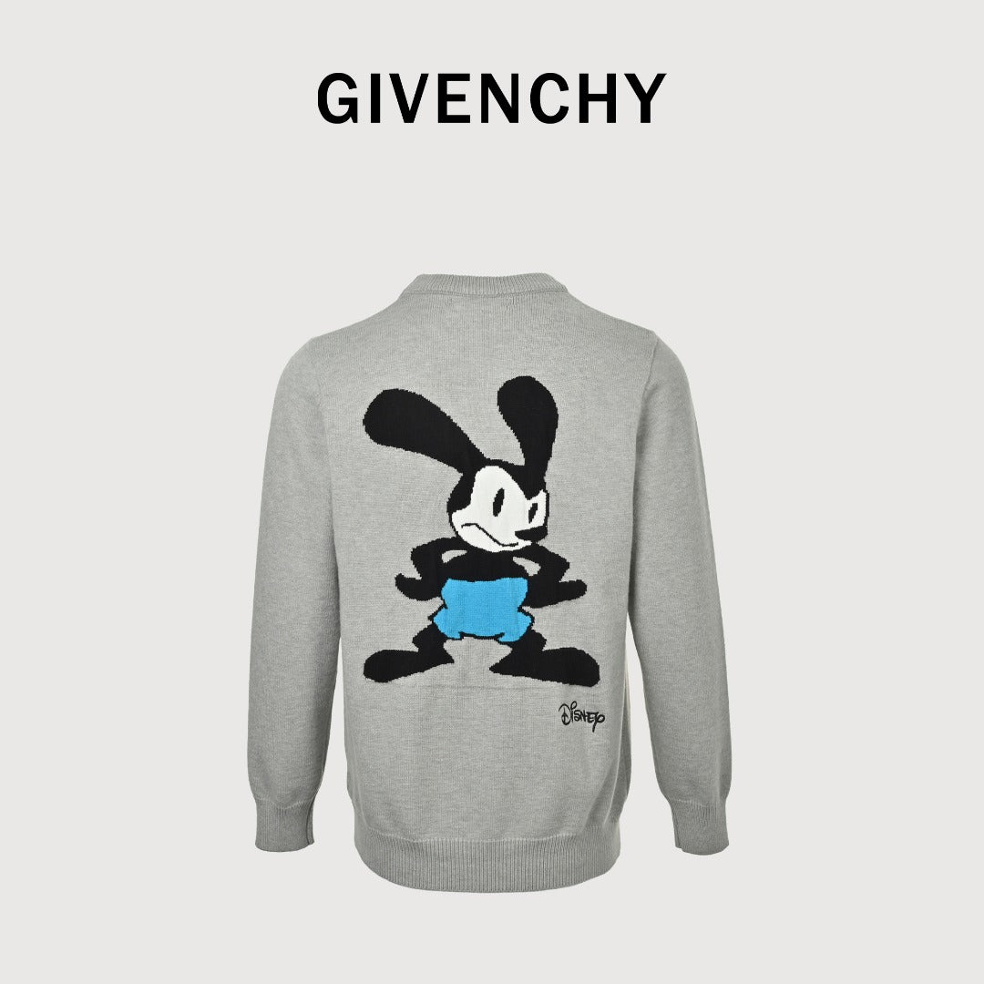 Givenchy x Disney Embroidered Character Jacquard Crewneck Sweater – Grey