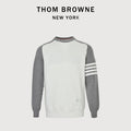 Thom Browne 4-Bar Stripe Colorblock Varsity Crewneck Sweater – Grey/White