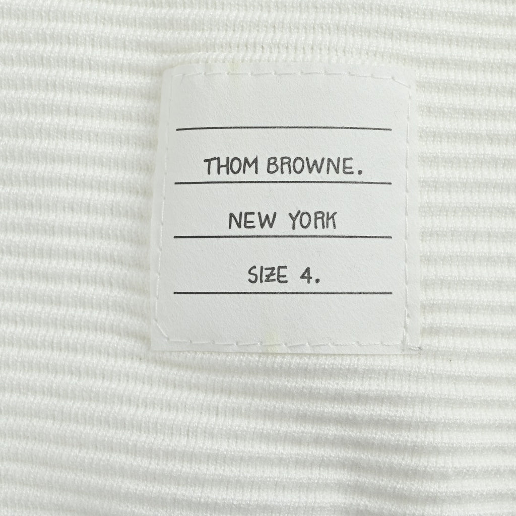 Thom Browne 4-Bar Stripe Colorblock Varsity Crewneck Sweater – Grey/White