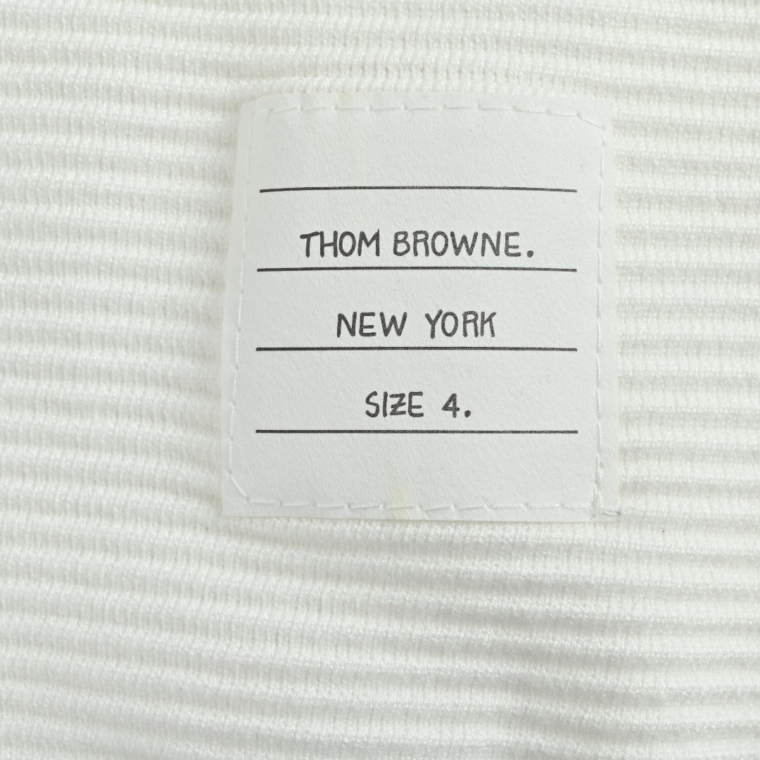 Thom Browne 4-Bar Stripe Colorblock Varsity Crewneck Sweater – Grey/White