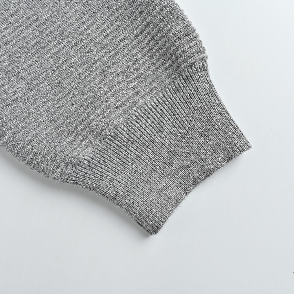 Thom Browne 4-Bar Stripe Colorblock Varsity Crewneck Sweater – Grey/White