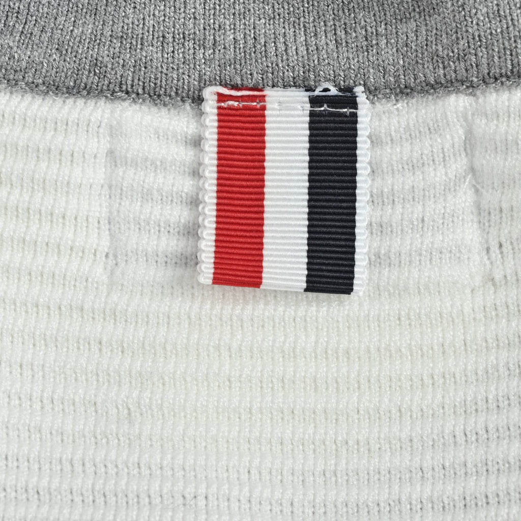 Thom Browne 4-Bar Stripe Colorblock Varsity Crewneck Sweater – Grey/White