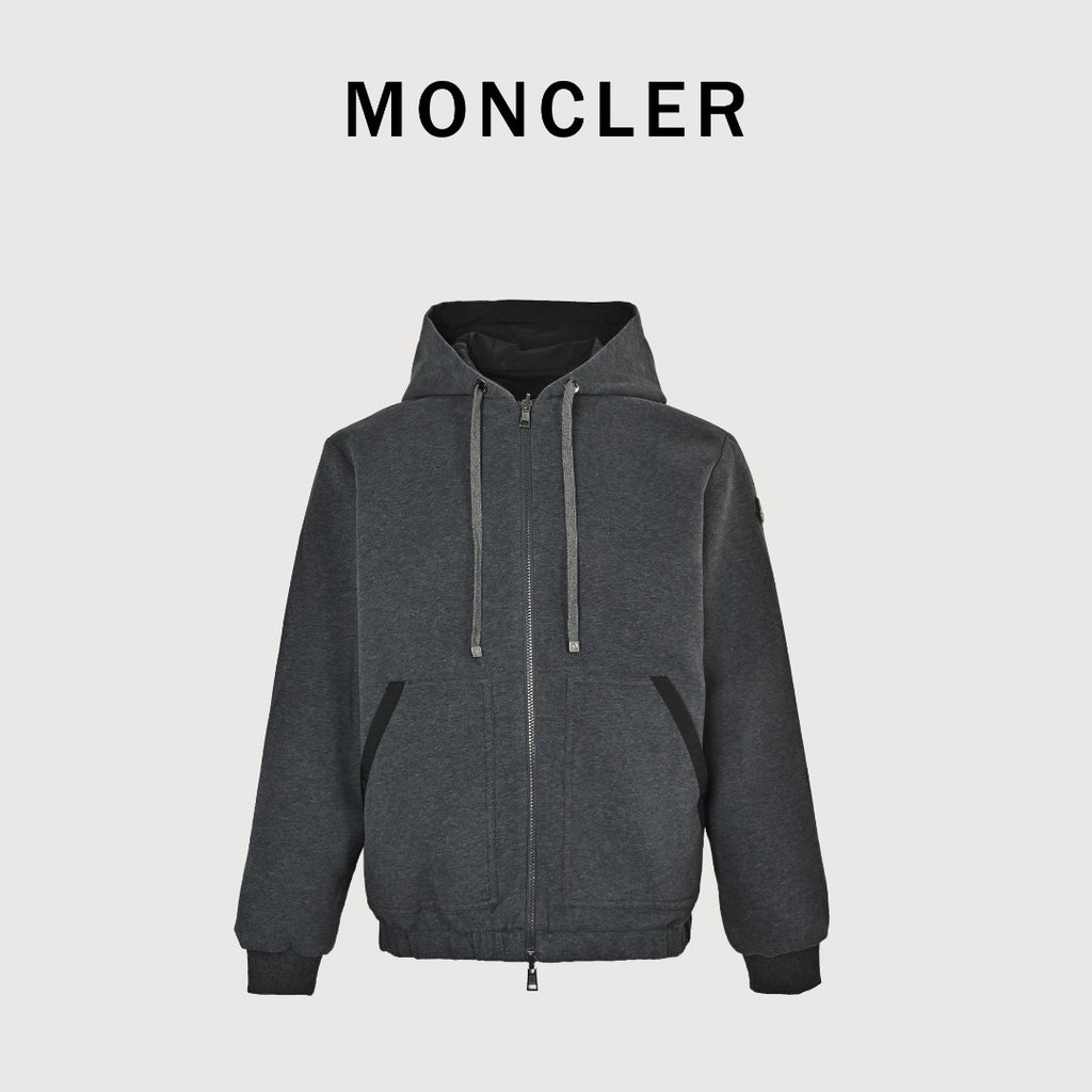 Moncler Sleeve Logo Patch Reversible Zip Hooded Jacket – Black