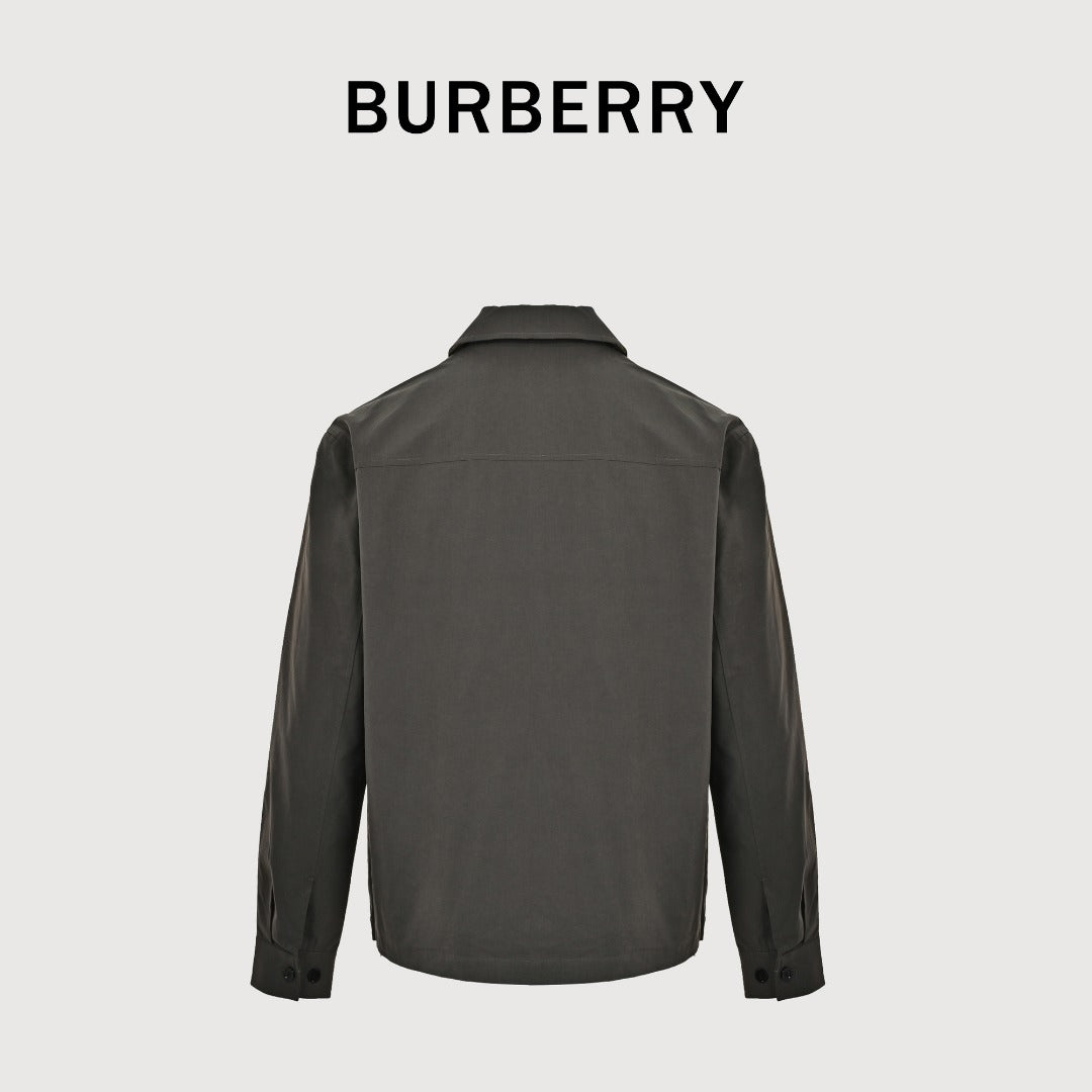 Burberry Equestrian Embroidered Check-Collar Zip Jacket – Olive