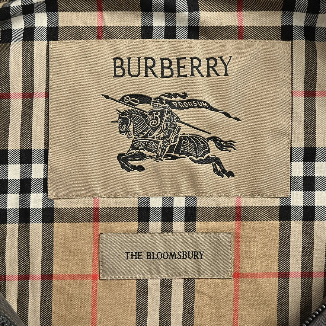 Burberry Equestrian Embroidered Check-Collar Zip Jacket – Olive
