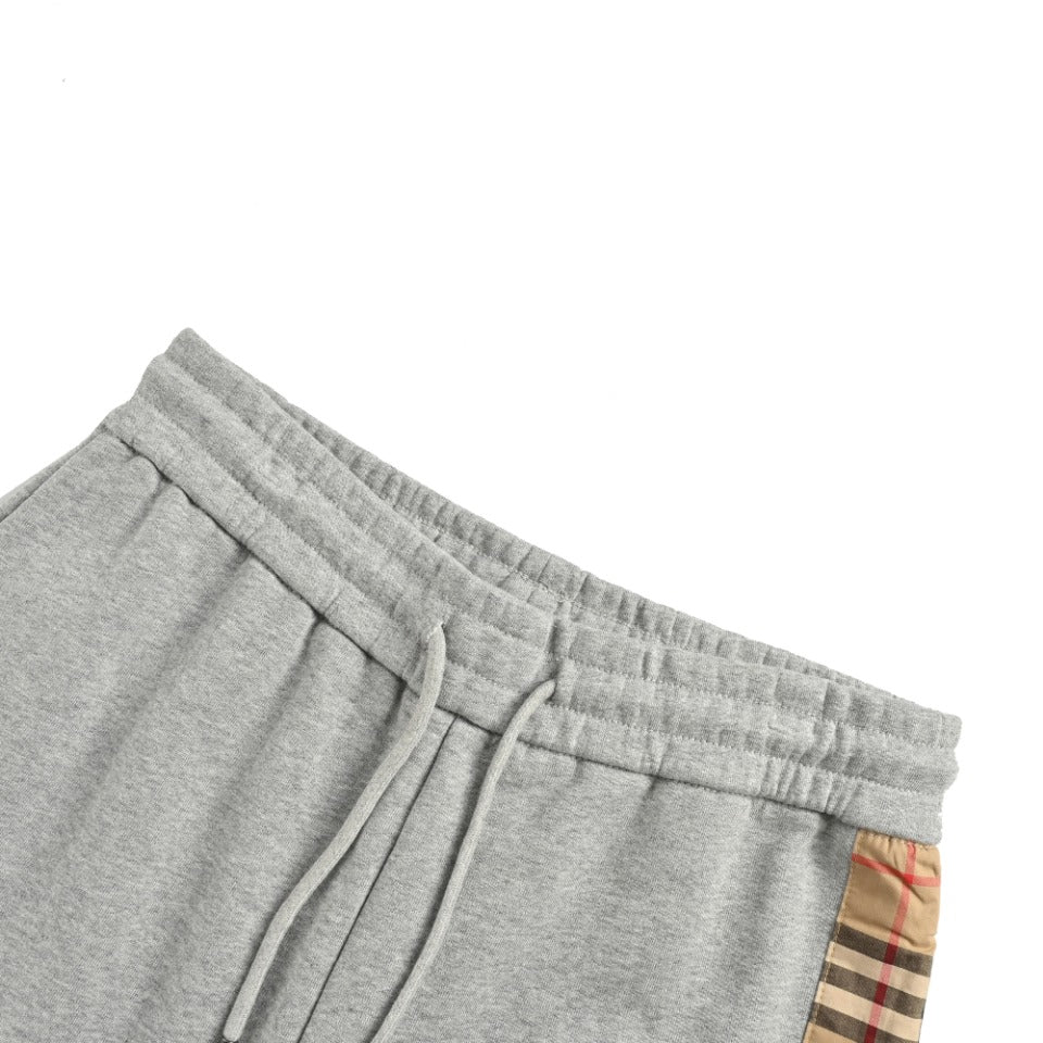 Burberry Side Vinyl Logo Check Jogger Sweatpants – Grey