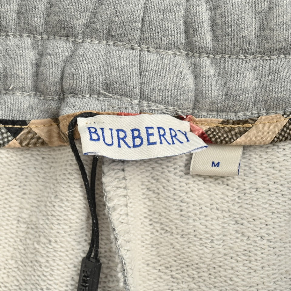 Burberry Side Vinyl Logo Check Jogger Sweatpants – Grey