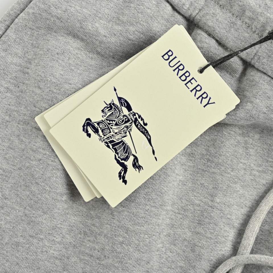 Burberry Side Vinyl Logo Check Jogger Sweatpants – Grey