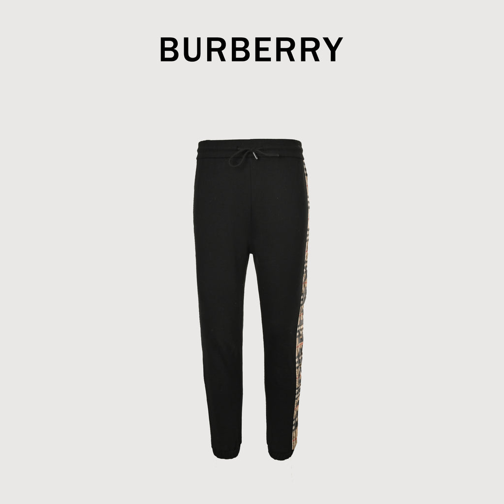 Burberry Side Vinyl Logo Check Jogger Sweatpants – Black