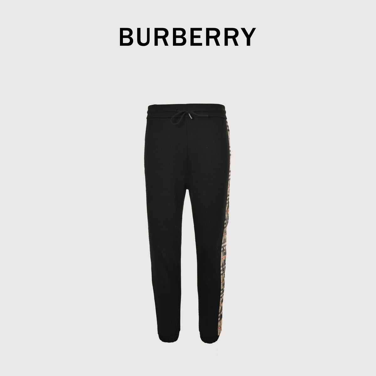 Burberry Side Vinyl Logo Check Jogger Sweatpants – Black