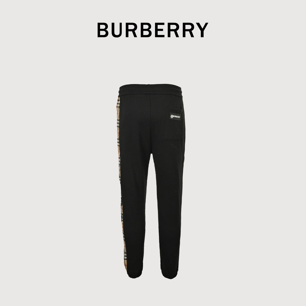 Burberry Side Vinyl Logo Check Jogger Sweatpants – Black