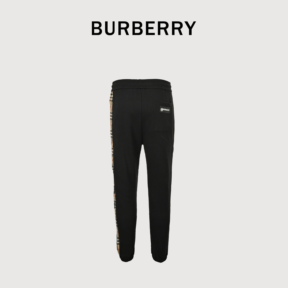 Burberry Side Vinyl Logo Check Jogger Sweatpants – Black