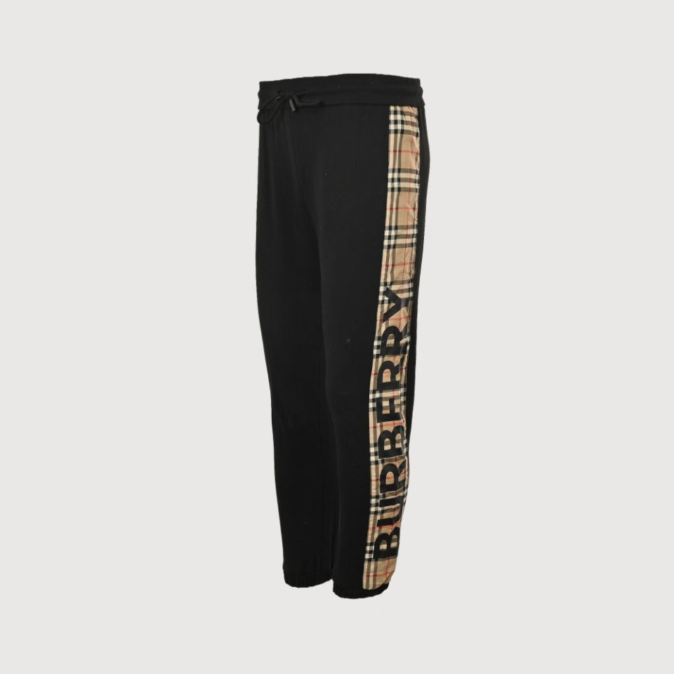 Burberry Side Vinyl Logo Check Jogger Sweatpants – Black