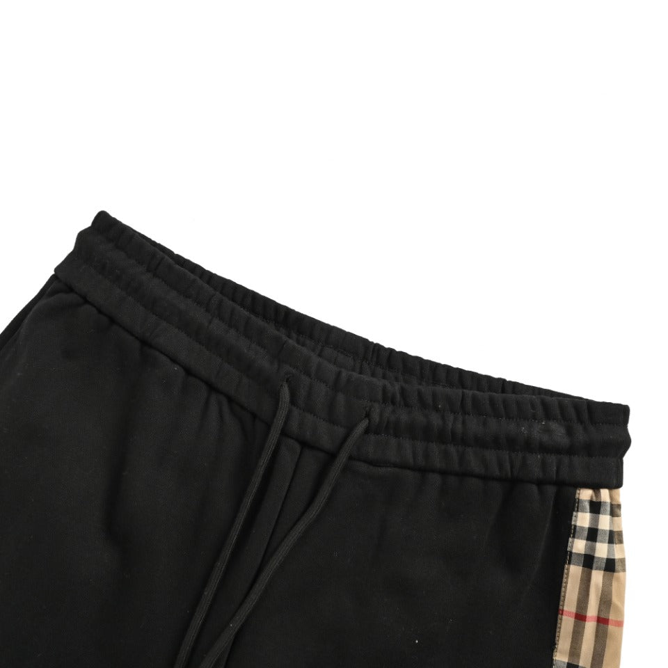 Burberry Side Vinyl Logo Check Jogger Sweatpants – Black
