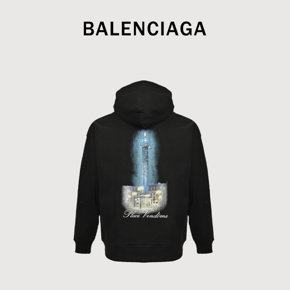 Balenciaga x Vogue Place Vendôme Digital Print Pullover Hoodie – Black