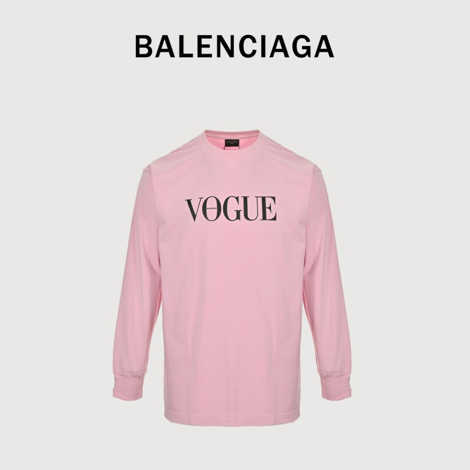 Balenciaga x Vogue Place Vendôme Digital Print Long Sleeve T-Shirt – Pink