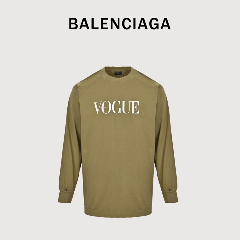 Balenciaga x Vogue Place Vendôme Digital Print Long Sleeve T-Shirt – Khaki