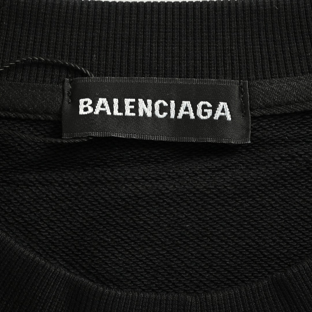 Balenciaga 25FW Painted Brushstroke Logo Crewneck Sweatshirt – Black