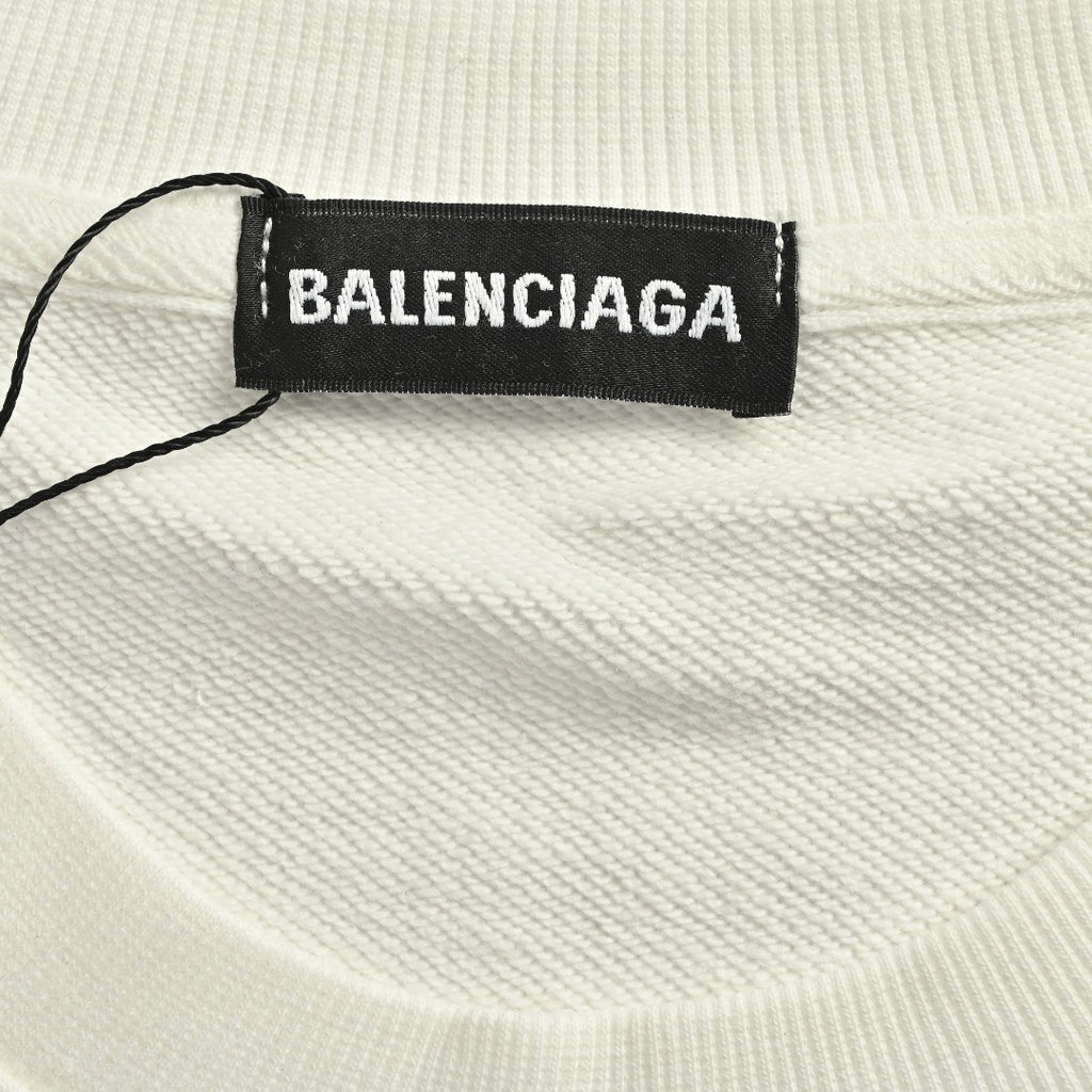 Balenciaga 25FW Painted Brushstroke Logo Crewneck Sweatshirt – Cream