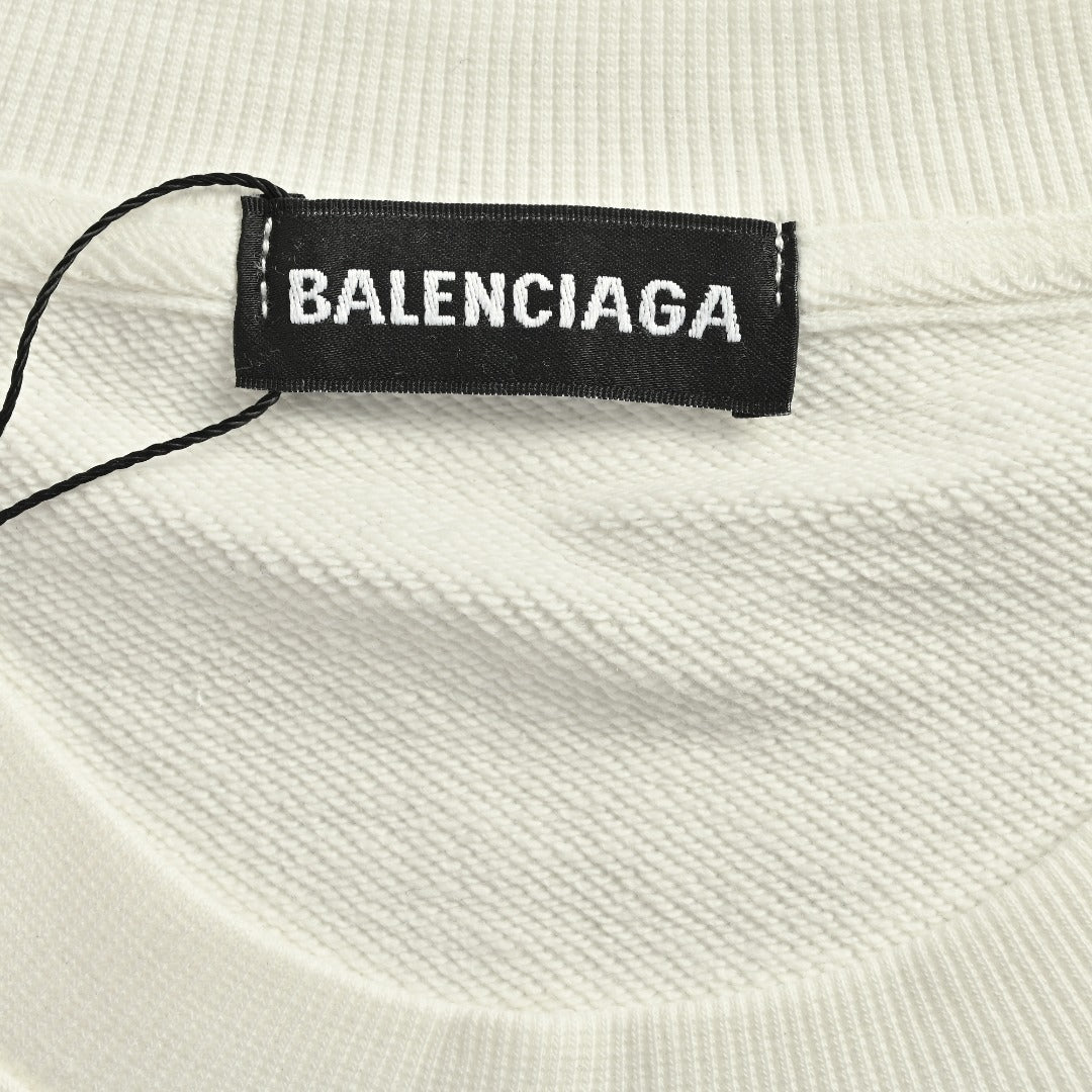 Balenciaga 25FW Painted Brushstroke Logo Crewneck Sweatshirt – Cream