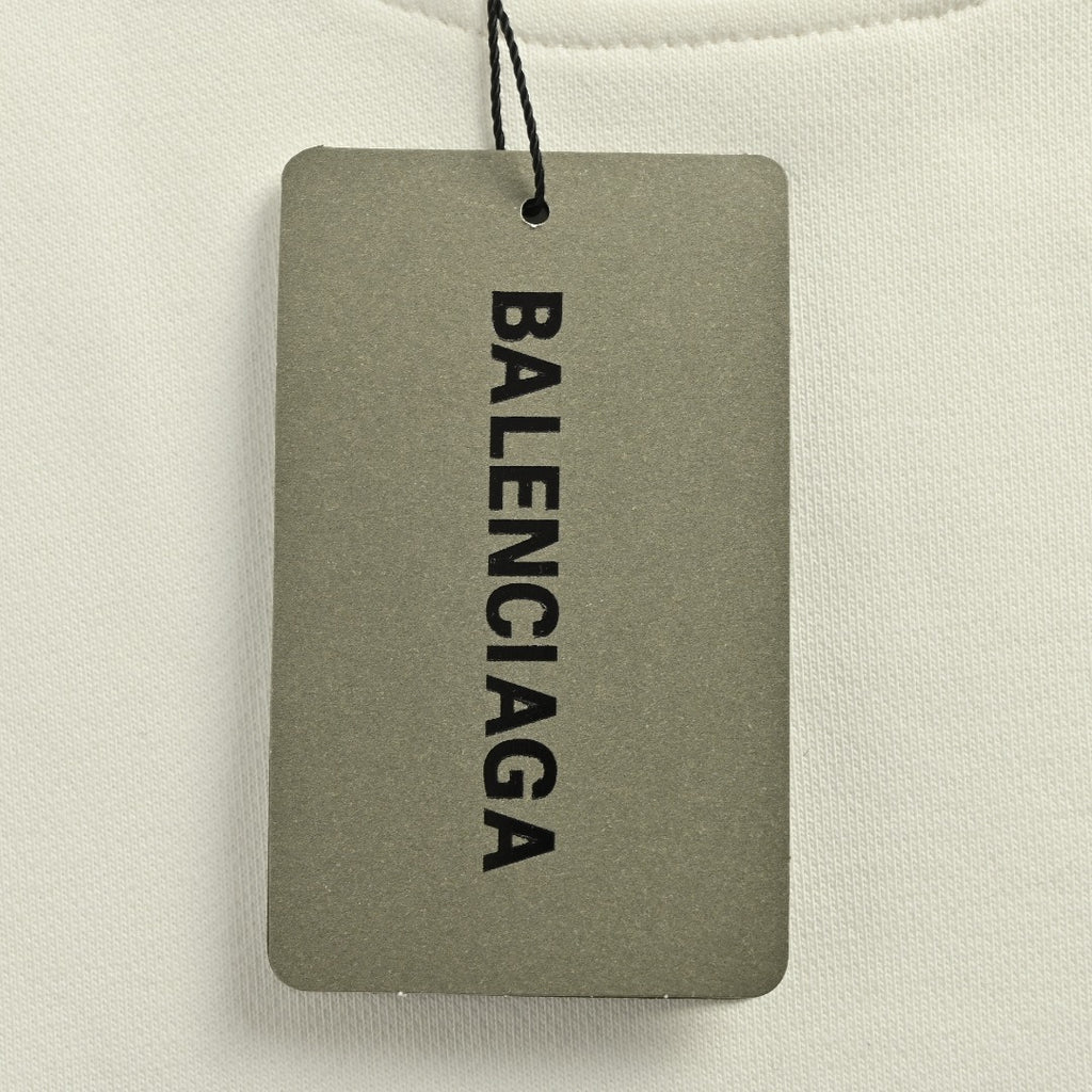 Balenciaga 25FW Painted Brushstroke Logo Crewneck Sweatshirt – Cream