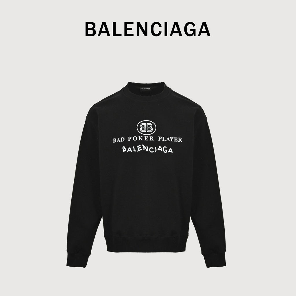 Balenciaga 25FW Bad Poker Player Logo Crewneck Sweatshirt – Black